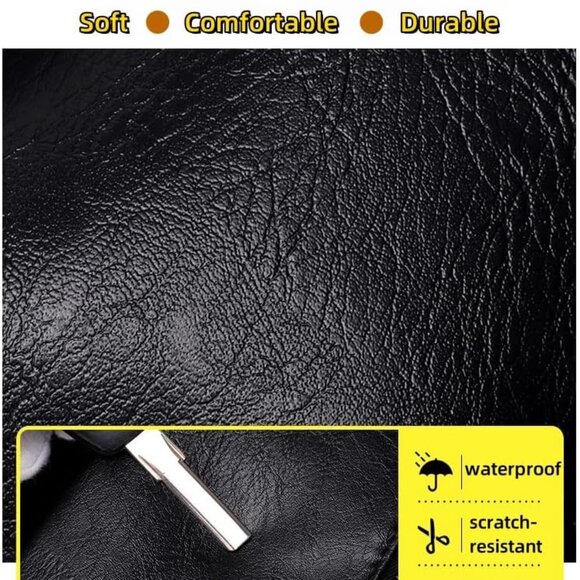 PU Casual Backpack，Men's casual Leather laptop backpack，Daily commuter leather b - Picture 8 of 9